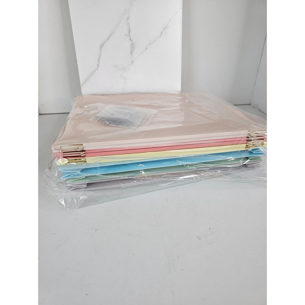 6 Pack Pastel Hanging File Folders Letter Size 2 Inch Expandable Plastic 1/5 Tab